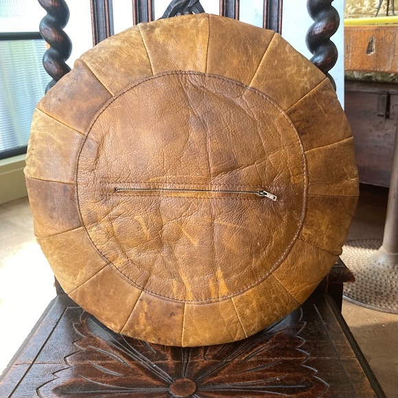 1/2 Vintage Moroccan Leather Mandala Pillow - Picture 4 of 9